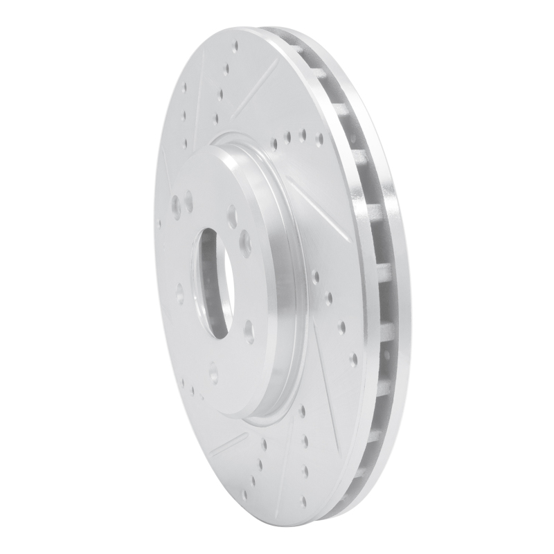 Chrysler Crossfire Brake Rotor (1) - Front Left - R1 Concepts - Drilled & Slotted - Silver - `96-`11